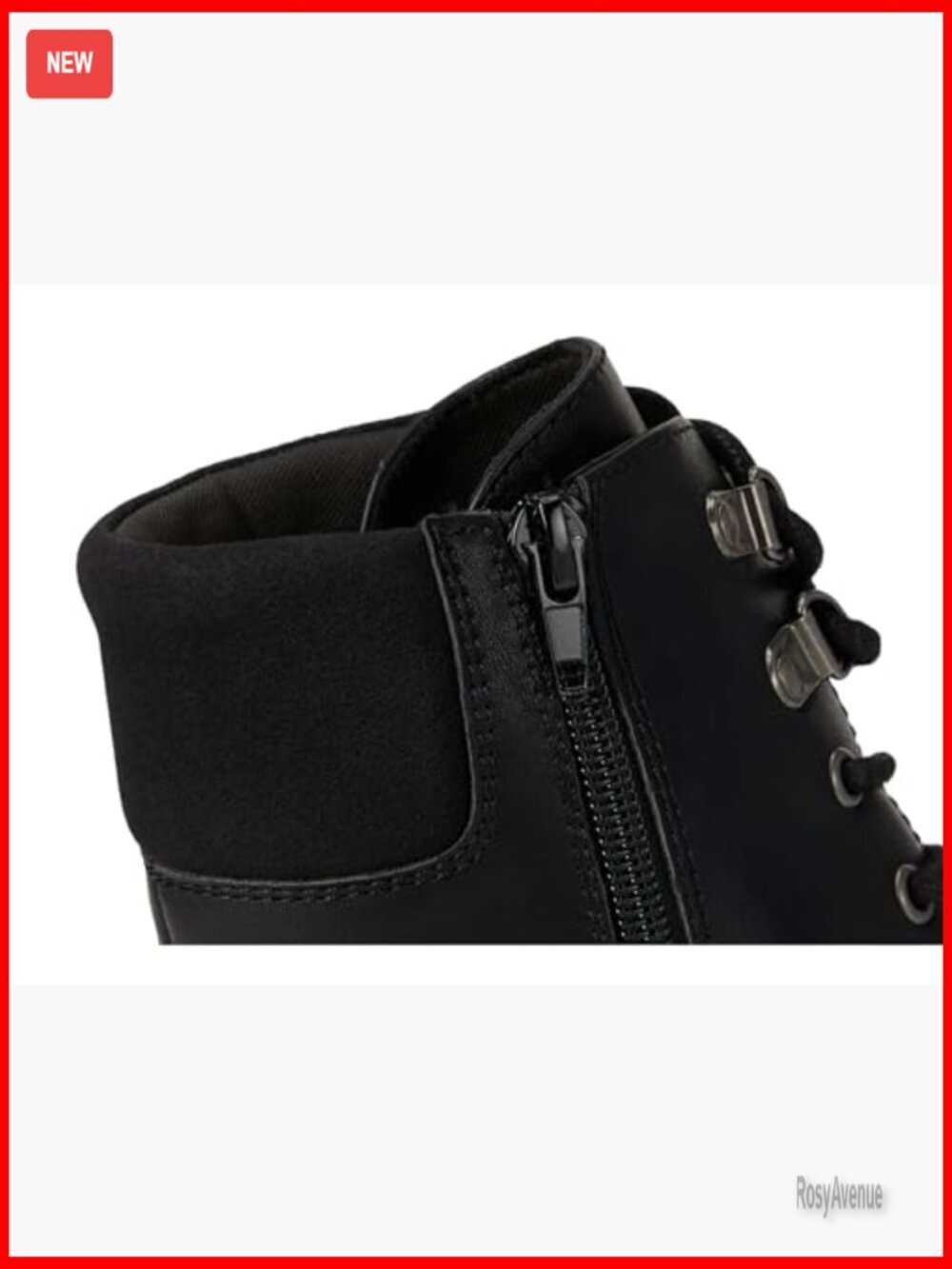 Combat Boots with Lug Sole and Buckle Detail, Platform Heel, Lace-Up Closure - Picture 6 of 6